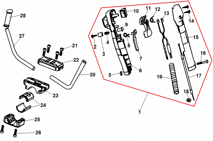 5 ВАЛ - ШТАНГА -ТОРОС ГАЗА  ТРИММЕР CHAMPION Т447-2
