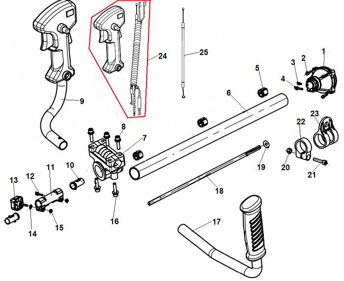 3 ВАЛ - ШТАНГА -ТОРОС ГАЗА  ТРИММЕР CHAMPION Т525-2