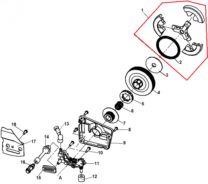 3 СЦЕПЛЕНИЕ - ЗВЕЗДОЧКА - МАСЛОНАСОС БЕНЗОПИЛА CHAMPION 55