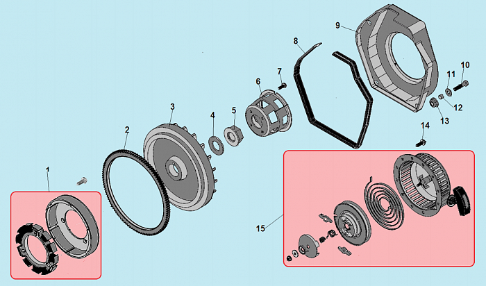 7 СТАРТЕР - МАХОВИК ГЕНЕРАТОР CHAMPION DG6501E-3