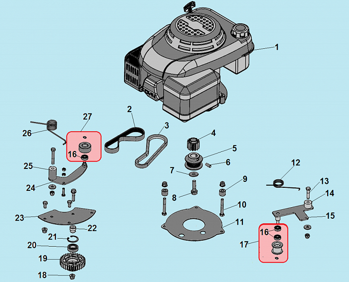 1 РЕМЕНЬ - ШКИВ - ДВИГАТЕЛЬ КУЛЬТИВАТОР CHAMPION ВC5602 после 2018 ГОДА