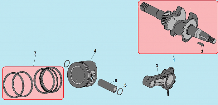 5 ПОРШЕНЬ -ЦИЛИНДР -КОЛЕНВАЛ- КОЛЬЦА МОТОПОМПА CHAMPION GP50