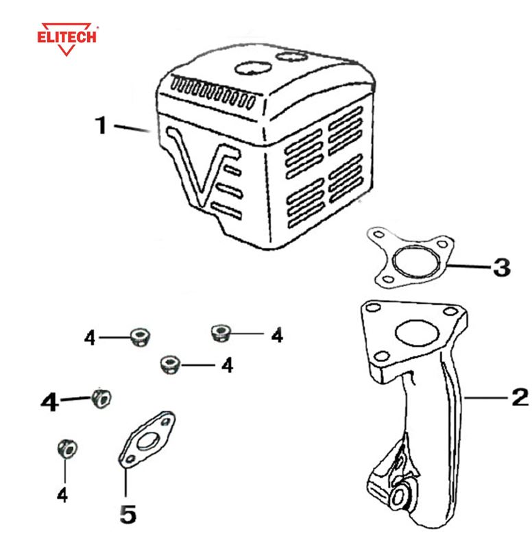 ЗАПЧАСТИ ДЛЯ МОТОПОМПЫ БЕНЗИНОВОЙ ELITECH МБ 1600 Д 10 (ГЛУШИТЕЛЬ)