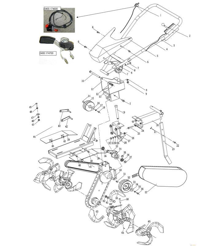 ЗАПЧАСТИ ДЛЯ КУЛЬТИВАТОРА БЕНЗИНОВОГО ELITECH КБ 492К (ОБЩАЯ)