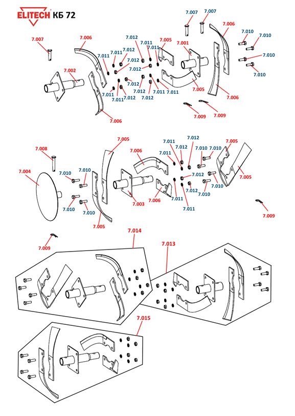 ЗАПЧАСТИ ДЛЯ КУЛЬТИВАТОРА БЕНЗИНОВОГО ELITECH КБ 72 (ШНЕК ПРАВЫЙ)