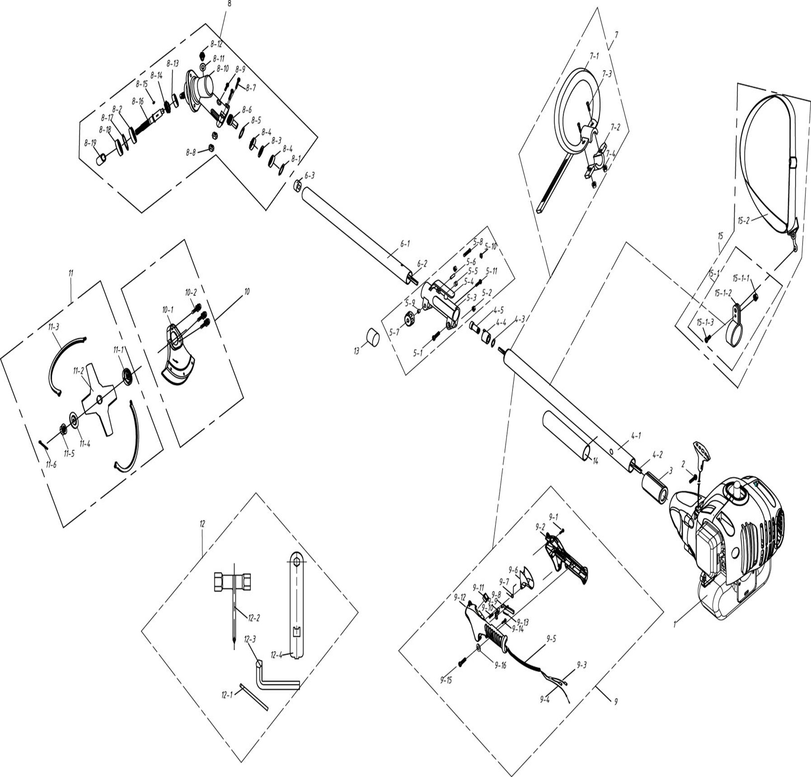 ЗАПЧАСТИ ДЛЯ ТРИММЕРА БЕНЗИНОВОГО ELITECH Т 750Р (ДО 2015 ГОДА) (ОБЩАЯ)