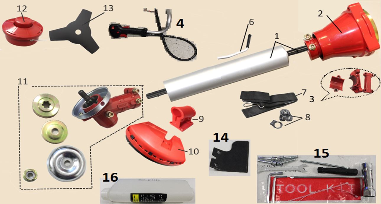 ЗАПЧАСТИ ДЛЯ ТРИММЕРА БЕНЗИНОВОГО ELITECH Т 52 ПРОМО (2019 ГОД) (ОБЩАЯ)