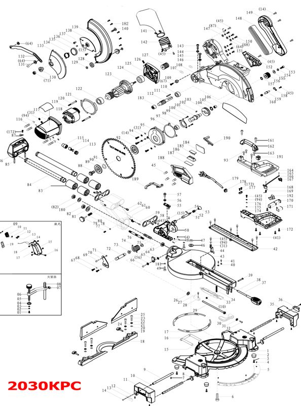 ЗАПЧАСТИ ДЛЯ ПИЛЫ ТОРЦОВОЧНОЙ ЭЛЕКТРИЧЕСКОЙ ELITECH ПТ 2030КРС