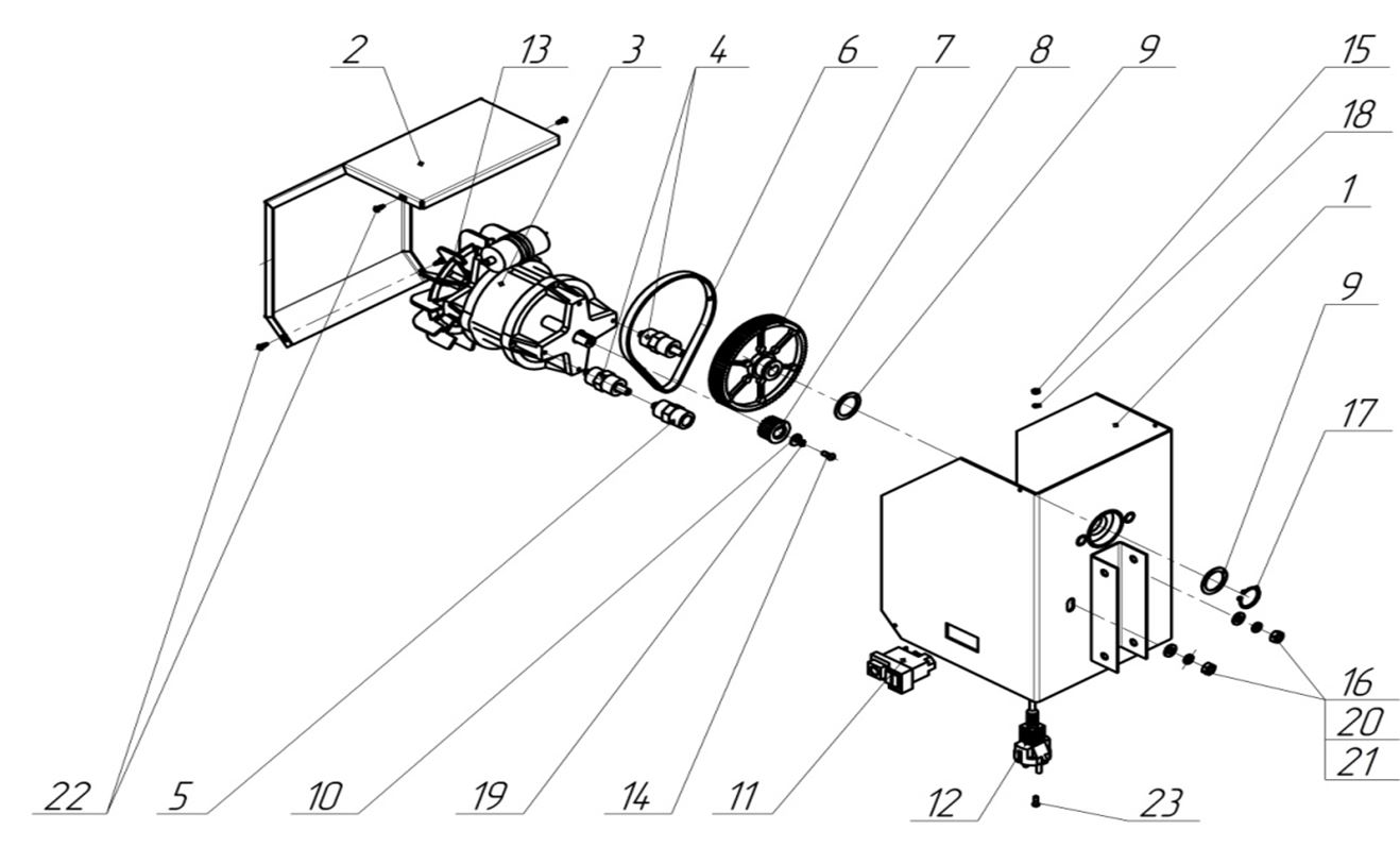 ЗАПЧАСТИ ДЛЯ БЕТОНОСМЕСИТЕЛЯ ЭЛЕКТРИЧЕСКОГО ELITECH Б 160Н (2017 ГОД) (ПРИВОД)
