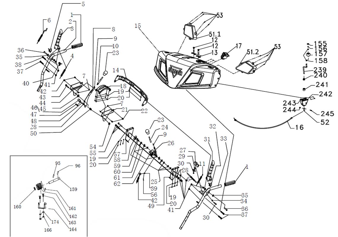 ЗАПЧАСТИ ДЛЯ СНЕГОУБОРЩИКА БЕНЗИНОВОГО ELITECH СМ 12Э (2016 ГОД) (ПАНЕЛЬ УПРАВЛЕНИЯ)