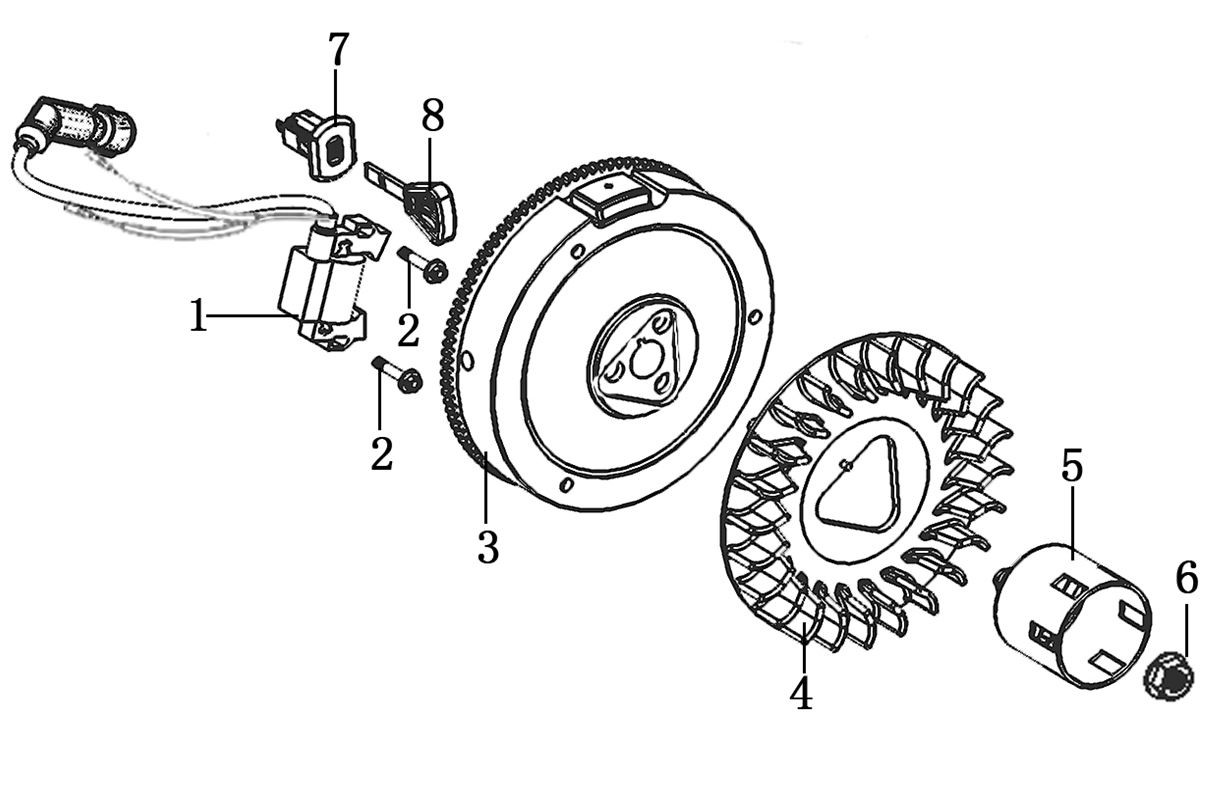 ЗАПЧАСТИ ДЛЯ ДВИГАТЕЛЯ LC190FDS (МАХОВИК, КАТУШКА ЗАЖИГАНИЯ, КРЫЛЬЧАТКА)