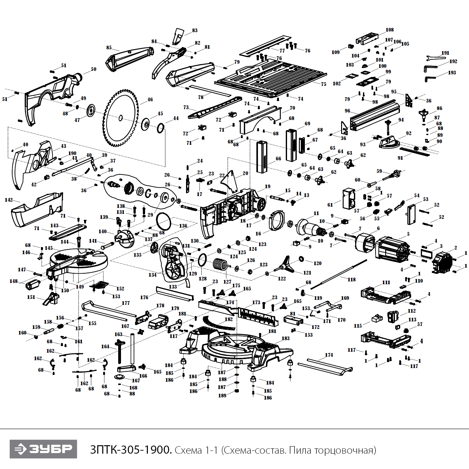 Пила торцовочная комбинированная ЗПТК-305-1900