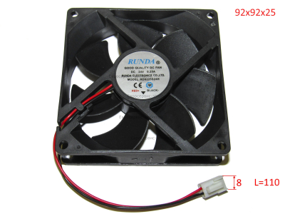 Вентилятор 92x92х25, 24В, 0.25А, L110, разъём 8. ИС 160Н 2019-2020