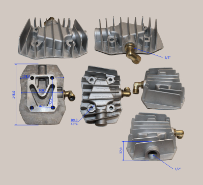 Головка цилиндра 48х72-4отвх9 Rc1/2"-G1/2"=D18,613/P1,814/14-D18,613/P1,588/16--39-F-F